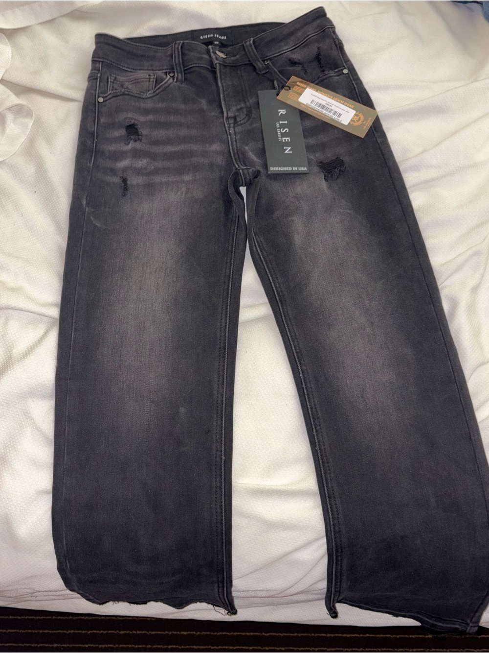 Risen Women's Black Cropped Distressed Jeans
